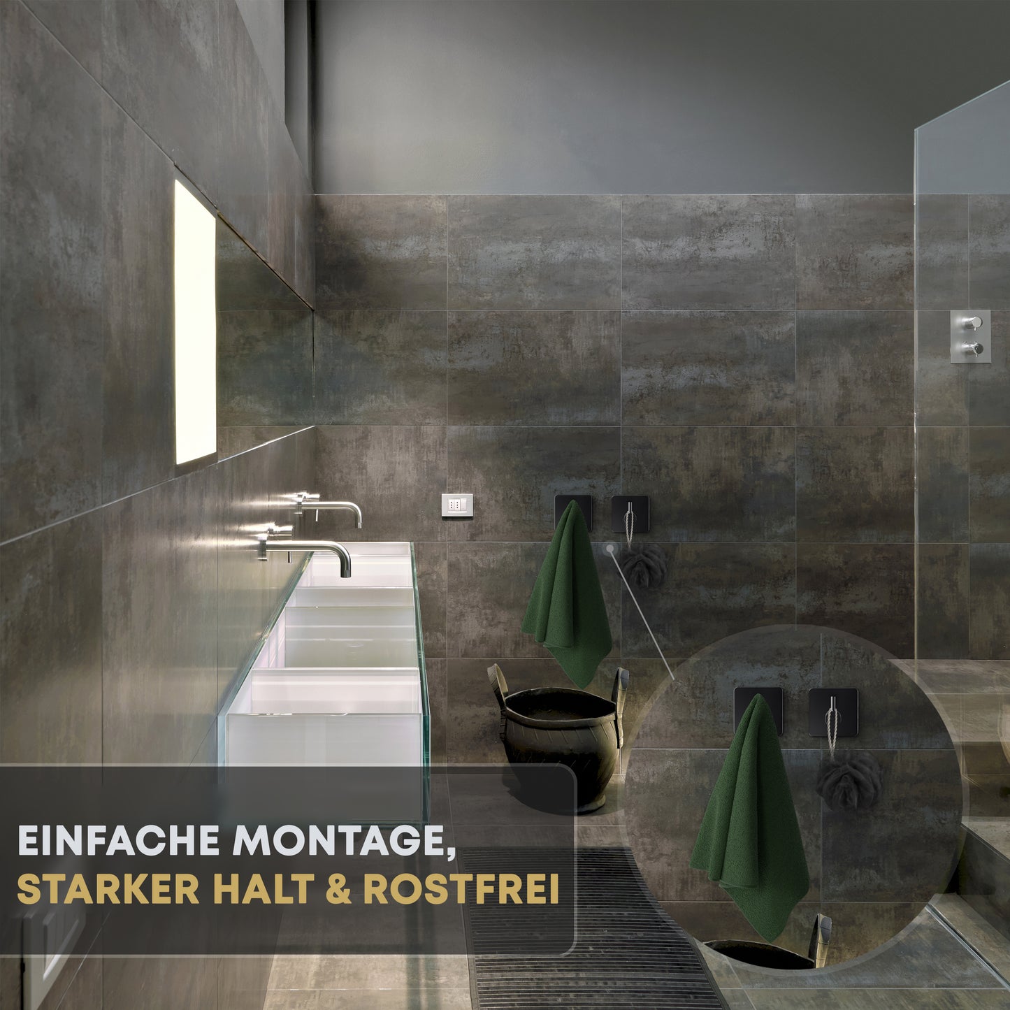 Perfectosan | Handtuchhalter ohne bohren | Klebehaken | Modell Valerio | Haken | Handtuchhaken | Bademantelhaken | 4 Stück | 100% rostfrei