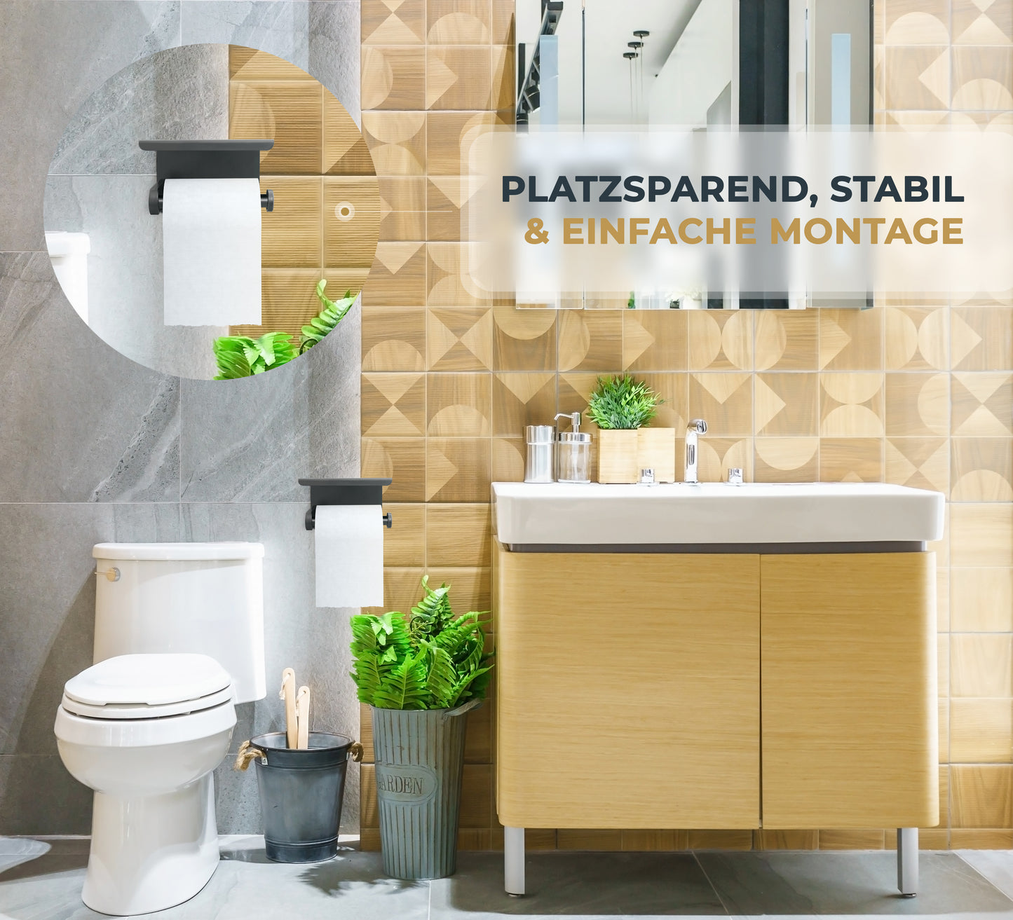 Perfectosan | Toilettenpapierhalter ohne Bohren | Superior-Collection | Modell Theodotus schwarz