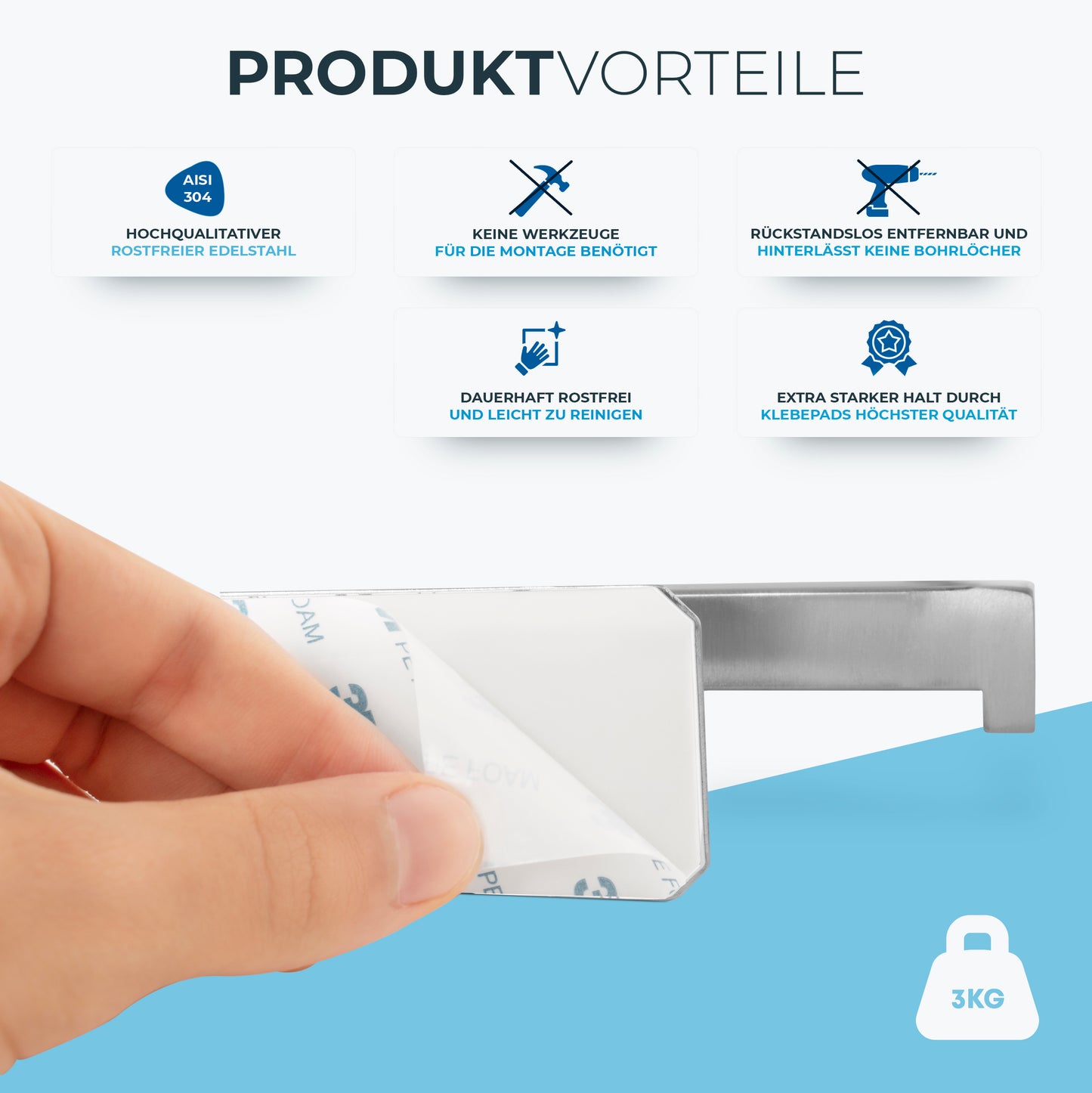 Perfectosan | Toilettenpapierhalter ohne Bohren | Superior-Collection | Modell Callustus Edelstahl