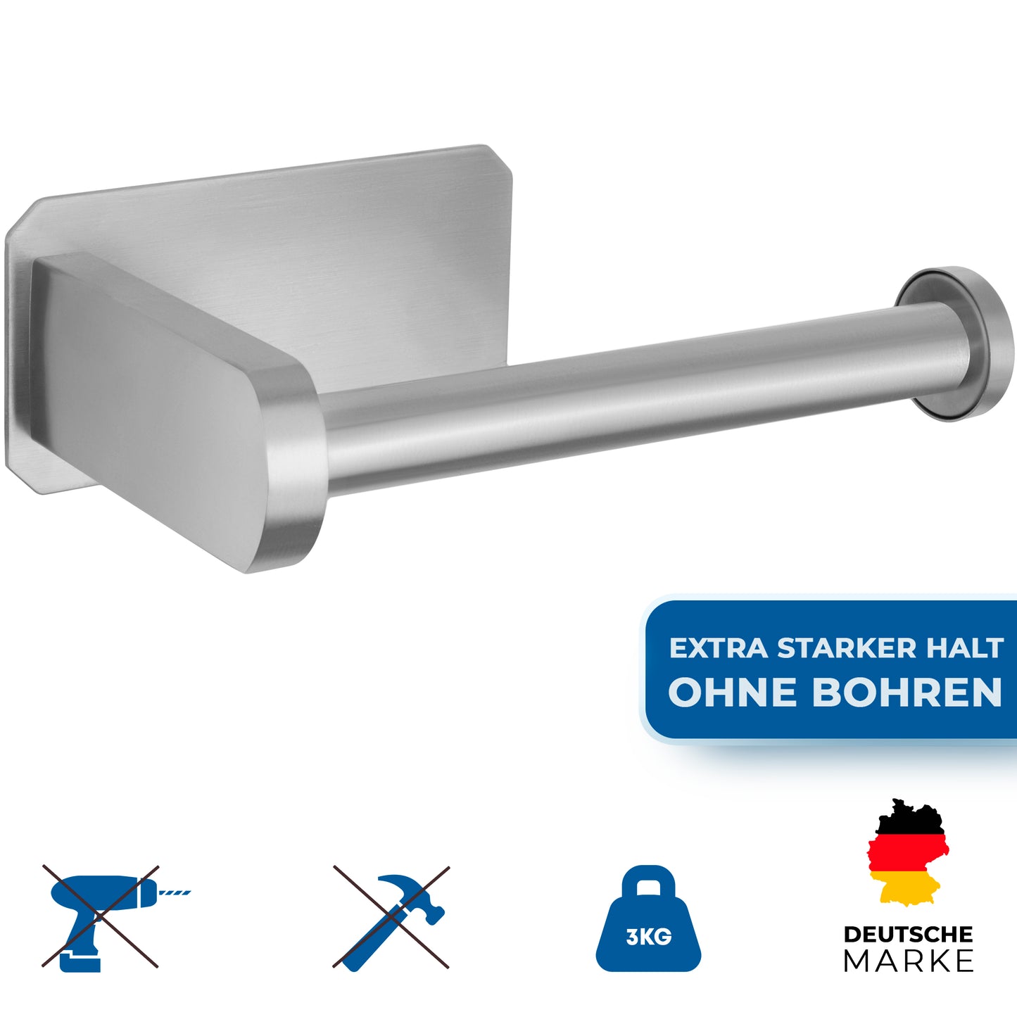 Perfectosan | Toilettenpapierhalter ohne Bohren | Superior-Collection | Modell Tosia Edelstahl