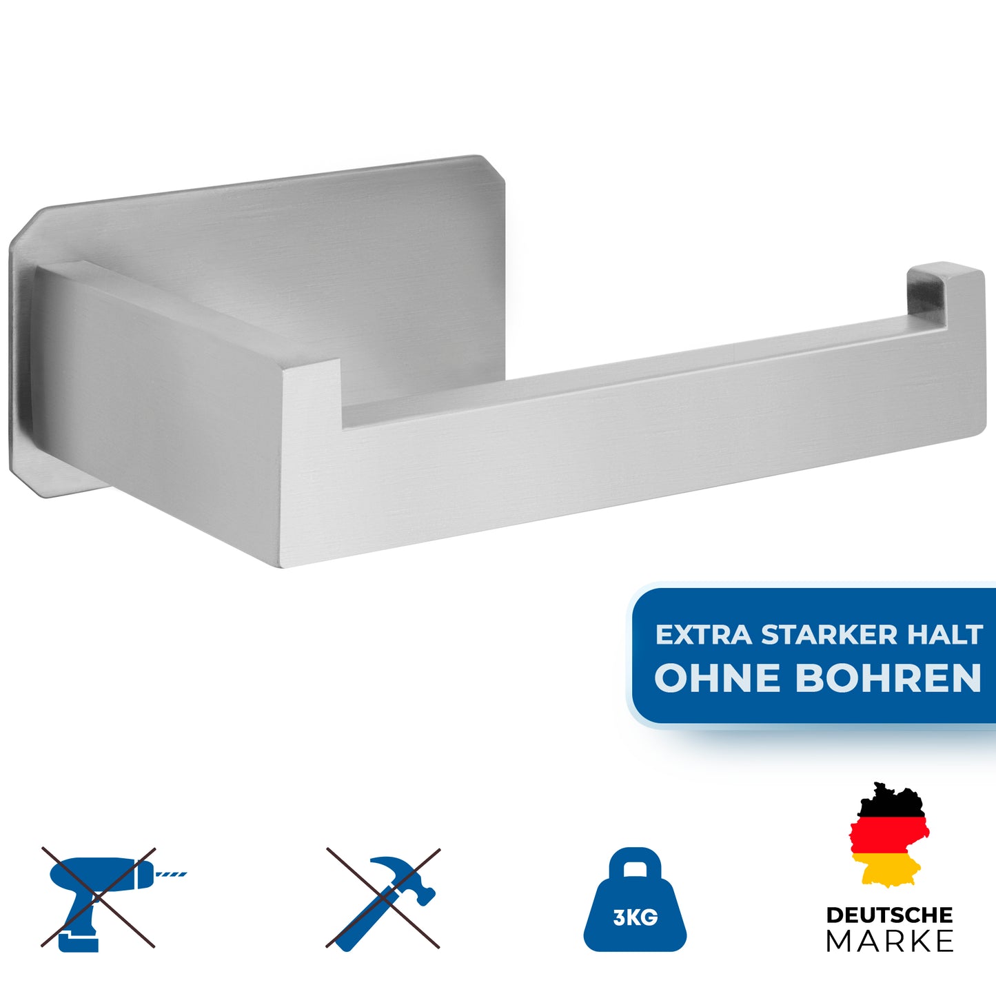 Perfectosan | Toilettenpapierhalter ohne Bohren | Superior-Collection | Modell Callustus Edelstahl