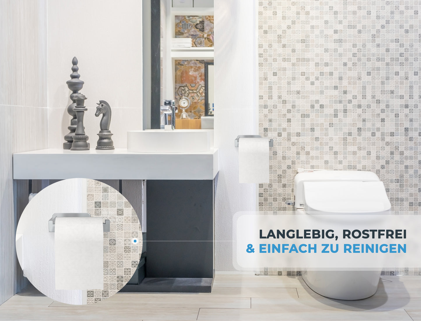 Perfectosan | Toilettenpapierhalter ohne Bohren | Superior-Collection | Modell Callustus Edelstahl